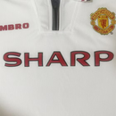 Manchester United Away 1998/99 Kids' Kit Shirt & Shorts White Retro