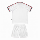 Manchester United Away 1998/99 Kids' Kit Shirt & Shorts White Retro