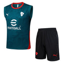 AC Milan 2025, Conjunto AC Milan 25/26, Entrenamiento AC Milan sin mangas, Ropa AC Milan verde, Kit entrenamiento Italia, Camiseta regata Milan, Calidad 1.1 Milan, Nueva colección 2025, Regalo fútbol hombre, Tienda Hincha Futbolero.