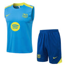 Barcelona 2025, Conjunto Barcelona 25/26, Entrenamiento Barça sin mangas, Ropa Barcelona azul claro, Kit entrenamiento azul y amarillo, Camiseta entrenamiento Barcelona, Calidad 1.1 Barça, Nueva colección 2025, Regalo fútbol hombre, Tienda Hincha Futbolero.