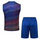 Conjunto hombre entrenamiento FC Barcelona temporada 2025 2026 camiseta sin mangas azul pantalón corto azul técnica transpirable culé oficial.