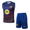 Conjunto hombre entrenamiento FC Barcelona temporada 2025 2026 camiseta sin mangas azul pantalón corto azul técnica transpirable culé oficial.