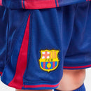 Conjunto infantil FC Barcelona primera equipación 2025 2026 niños kit completo camiseta azulgrana y pantalón corto oficial fútbol niños culés 25/26.