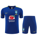 Conjunto hombre Selección Brasil temporada 2026 2027 oficial Jordan camiseta y pantalón corto azul marino detalles amarillos fútbol técnica transpirable Canarinha entrenamiento mundial.