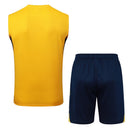 Conjunto hombre entrenamiento Boca Juniors temporada 2025 2026 camiseta sin mangas amarilla pantalón corto azul marino técnica transpirable xeneize oficial.