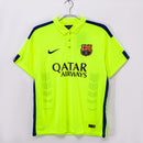 Camiseta oficial FC Barcelona tercera equipación temporada 2014 2015 retro color verde fluorescente para hombre de Tienda Hincha Futbolero, Camiseta FC Barcelona retro, Barça 14/15, Ropa Barcelona vintage, Comprar camiseta Barcelona verde, Culés, Camp Nou, Fútbol español, Camisetas fútbol retro, Retro Barcelona 2015, Historia Barcelona, Colección Barça, Triplete Barça, Liga Española