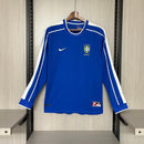Camiseta de Brasil 1998 segunda equipación manga larga retro azul visitante jersey vintage Tienda Hincha Futbolero selección de Brasil Ronaldo Francia 98, Camiseta Brasil 1998 manga larga azul, Jersey Brasil azul visitante retro, Camiseta Brasil clásica manga larga, Camiseta Brasil Ronaldo 98 azul, Comprar equipación vintage Brasil manga larga, Calidad retro premium 1.1, Camiseta fútbol Brasil azul, Ropa urbana blockecore, Jersey de colección Canarinha 1998.