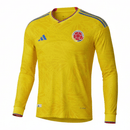 Camiseta hombre Selección Colombia temporada 2026 2027 primera equipación oficial amarilla versión jugador manga larga fútbol técnica transpirable cafeteros.