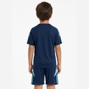Conjunto entrenamiento Flamengo 2025 2026 niños kit completo camiseta azul marino y pantalón corto oficial entrenamiento fútbol niños Mengão 25/26 vista dorsal.