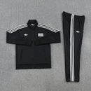 Chándal completo hombre Adidas negro sudadera con cremallera y pantalón largo tres rayas blancas calidad 1.1 premium oficial.