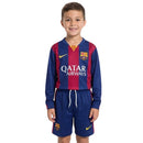 Conjunto infantil Barcelona retro 2014 2015 camiseta manga larga azulgrana y pantalón para niños calidad 1.1 premium Tienda Hincha Futbolero Barça Mini Kit Vintage Messi MSN, Conjunto Barcelona infantil, Equipación Barça niño retro, Camiseta Barcelona 2014 niño manga larga, Pantalón Barcelona clásico infantil, Comprar ropa Barcelona 2015 niño, Calidad 1.1 premium niños, Barcelona Messi niño, Fútbol clásico infantil, Minikit Barça histórico.