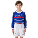 Conjunto infantil oficial de Francia retro 1998 manga larga camiseta y pantalón de Tienda Hincha Futbolero, Francia retro, Francia 1998 infantil, Camiseta Francia manga larga niños, Conjunto retro selección francesa, Ropa clásica fútbol, Francia campeón mundial 98, Comprar kit Francia vintage, Fútbol infantil clásico, Selección de Francia histórica.