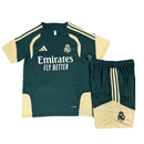 Conjunto infantil entrenamiento Real Madrid camiseta y pantalón verde y oro temporada 2026 2027 calidad 1.1 oficial, Real Madrid infantil 2026, Conjunto niño Madrid verde oro, Ropa Real Madrid niños entrenamiento, Equipación Madrid junior 26/27, Calidad 1.1 infantil, Tienda Hincha Futbolero, Regalo niño Real Madrid, Chándal corto niño Madrid 2027, Madrid Kids Green Gold.