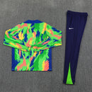Conjunto entrenamiento hombre Brasil temporada 2025 2026 oficial verde sudadera y pantalón azul técnica transpirable pro mundial 2026 cbf kit.