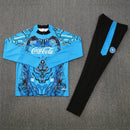Conjunto entrenamiento hombre SSC Napoli temporada 2025 2026 oficial azul sudadera y pantalón negro técnica transpirable pro serie a kit partenopeo.