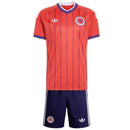 Conjunto fútbol infantil Selección Escocia temporada 2026 2027 oficial segunda equipación naranja y azul camiseta y pantalón corto niños técnica mundial.