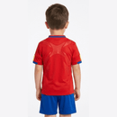 Conjunto infantil España retro 2010 niños kit completo camiseta roja y pantalón corto azul oficial RFEF campeones del mundo Sudáfrica ropa fútbol vintage niños.