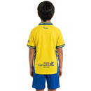 Conjunto infantil fútbol UD Las Palmas temporada 2025 2026 oficial primera equipación camiseta amarilla y pantalón azul técnica transpirable ninos