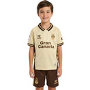 Conjunto infantil fútbol UD Las Palmas temporada 2025 2026 oficial tercera equipación camiseta y pantalón técnica transpirable kids alternativa.