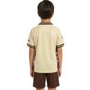 Conjunto infantil fútbol UD Las Palmas temporada 2025 2026 oficial tercera equipación camiseta y pantalón técnica transpirable kids alternativa.