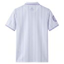 Camiseta tipo polo del Real Madrid temporada 2026 2027 para hombre estilo retro color blanco con rayas púrpuras de Tienda Hincha Futbolero, Polo Real Madrid retro, Polo Real Madrid blanco y morado, Camiseta polo Real Madrid 2026, Ropa oficial del Real Madrid original, Comprar polo de hombre del Real Madrid, Calidad premium Real Madrid casual, Ropa de fútbol de vestir, Jersey oficial Real Madrid LaLiga, Camiseta blanca y púrpura Real Madrid.