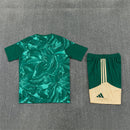 Conjunto hombre Real Madrid temporada 2026 2027 oficial camiseta y pantalón corto verde fútbol técnica transpirable entrenamiento galáctico Bernabéu.