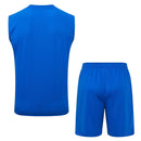 Conjunto hombre entrenamiento Real Madrid temporada 2025 2026 camiseta sin mangas y pantalón corto azul oficial fútbol técnica transpirable galáctico.