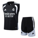Conjunto entrenamiento Real Madrid 2026 2027 hombre sin mangas negro camiseta y pantalón corto escudo oficial Madrid entrenamiento Pro 26/27