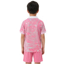 Conjunto infantil Real Madrid edición especial dragón 2025 2026 niños kit completo camiseta polo rosa y pantalón corto rosa oficial fútbol niños Madrid 25/26 exclusivo.