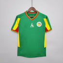 Camiseta hombre selección de Senegal mundial 2002 segunda equipación verde detalles verdes y amarillos retro calidad 1.1 premium Diouf Tienda Hincha Futbolero.