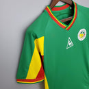 Camiseta hombre selección de Senegal mundial 2002 segunda equipación verde detalles verdes y amarillos retro calidad 1.1 premium Diouf Tienda Hincha Futbolero.