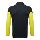 Sudadera hombre Real Madrid temporada 2025 2026 color negra con mangas amarillas oficial fútbol merengue técnica transpirable entrenamiento urbana black yellow sleeves.